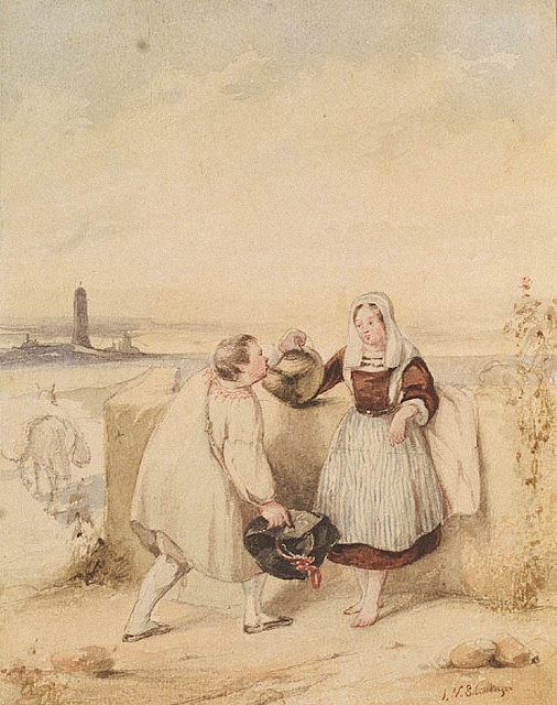 Italian Genre Scene by Johann Nepomuk Schoedlberger (Attribubted to), c.1850